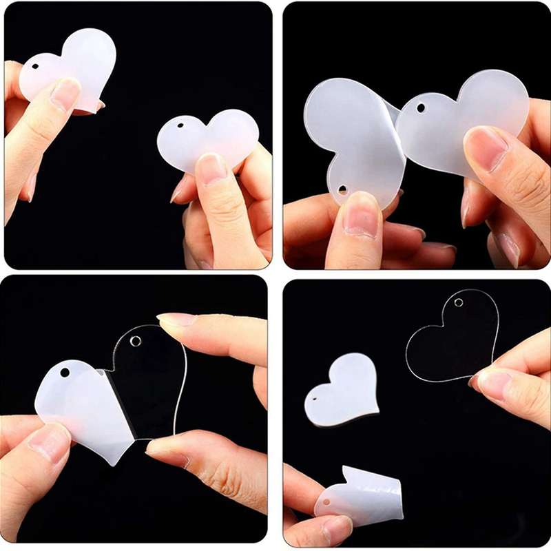 30 Clear Acrylic Blanks Heart Shape Plain Acrylic and 30 Metal Key