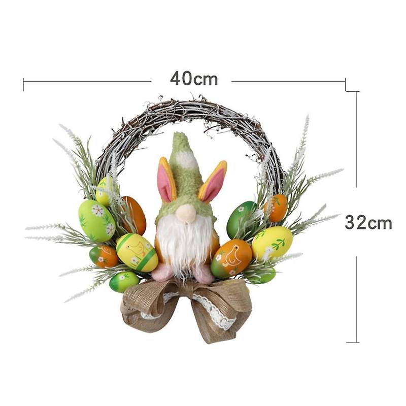 Easter Rabbit Gnome Wreath Decor for Front Door Wall Home Decoration
