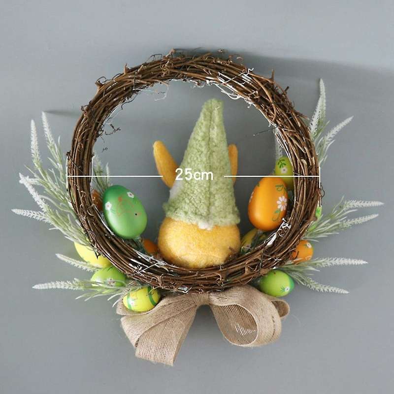 Easter Rabbit Gnome Wreath Decor for Front Door Wall Home Decoration