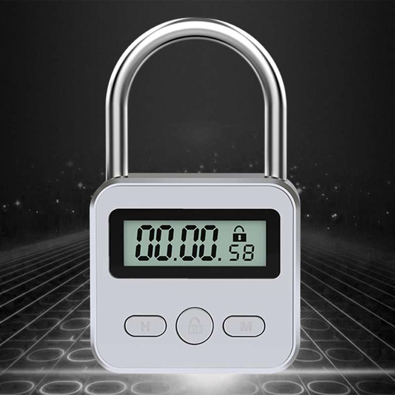 Metal Timer Lock Lcd 99 Hours Max Timing Usb Timer Padlock,silver