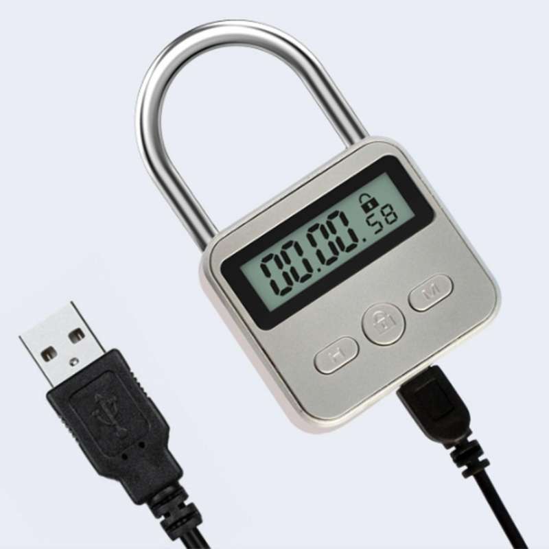 Metal Timer Lock Lcd 99 Hours Max Timing Usb Timer Padlock,silver