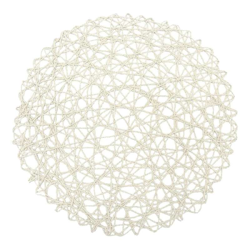 Round Paper Fiber Woven Place Mats Decor 15 Inch Set Of 12 (white)