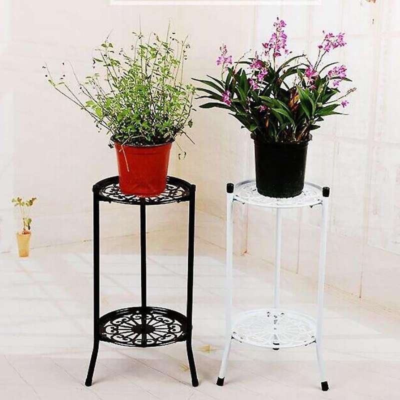 Two-layer Metal Plant Stand Plant Holder for Indoor Outdoor Decor B