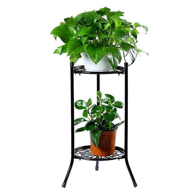 Two-layer Metal Plant Stand Plant Holder for Indoor Outdoor Decor B