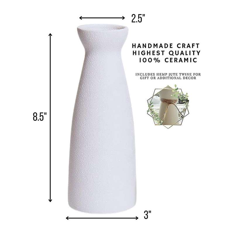 White Ceramic Vase, for Decorative Dried Flowers for Dining Table