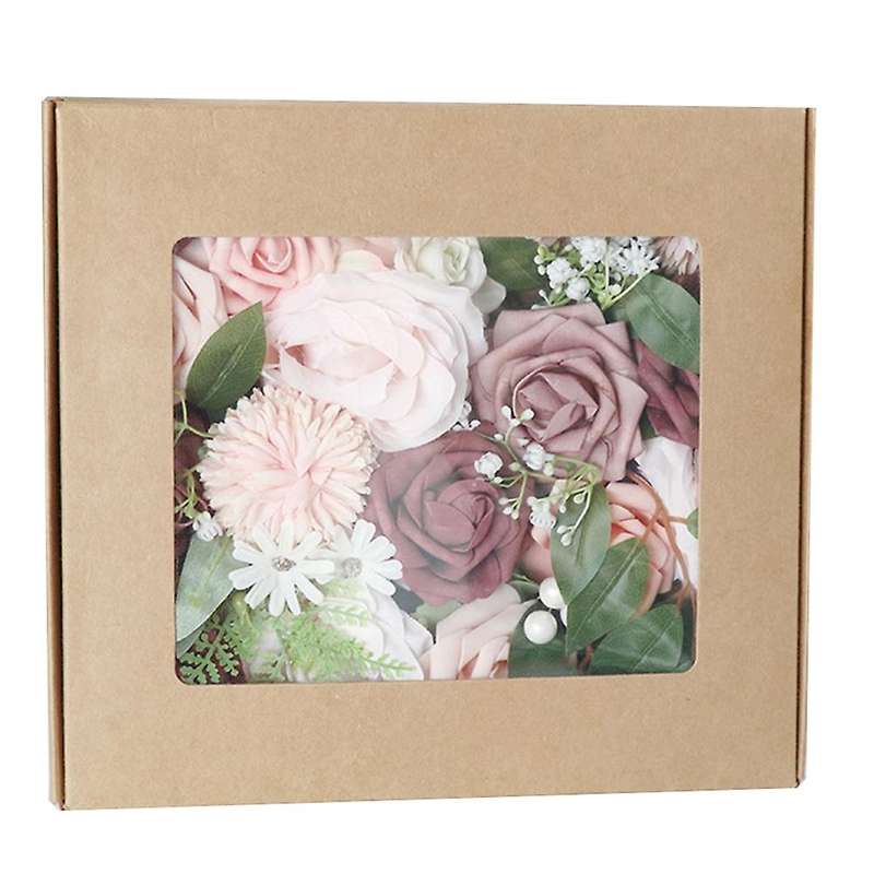 Artificial Wedding Flowers Box Set Fake Dusty Rose Flowers Combo