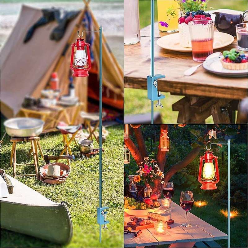 Camping Lantern Stand, 47 Inch with Stake & Hook, Height Adjustable