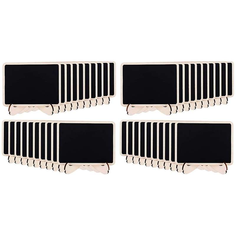 Wood Mini Chalkboards Signs with Support Easels, 40 Pack