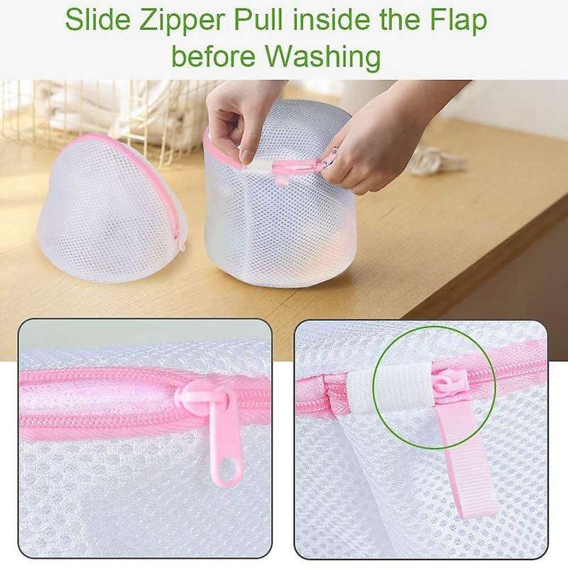 Set Of 6 Mesh Laundry Bags with Zipper Closure-3 Large & 3 Medium