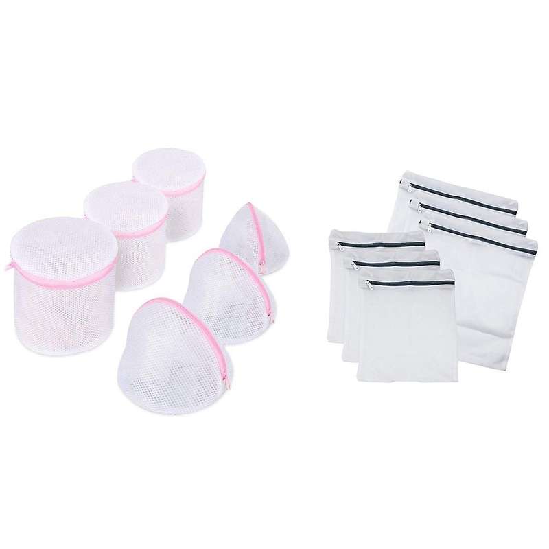 Set Of 6 Mesh Laundry Bags with Zipper Closure-3 Large & 3 Medium