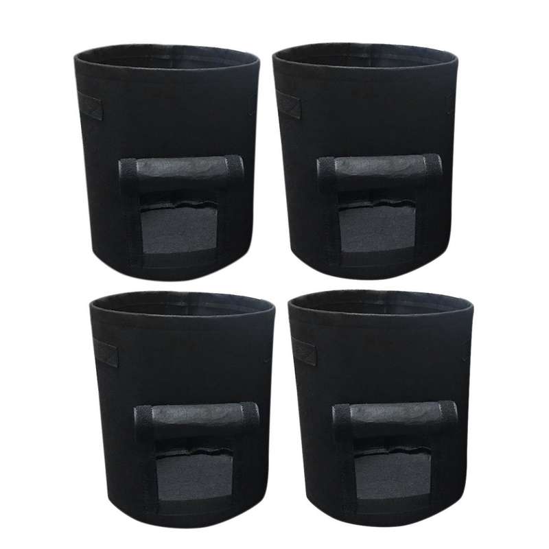 4 Pcs Plant Grow Bags 4 Gallon Nonwoven Fabric Growing Bags(black)