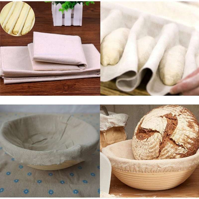 Round Banneton Set - Natural Cane Bread Baking Kit with Cloth Liner
