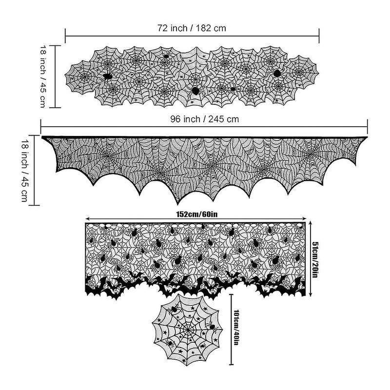Decorations Black Spider Web Tablecloth for Halloween Decor