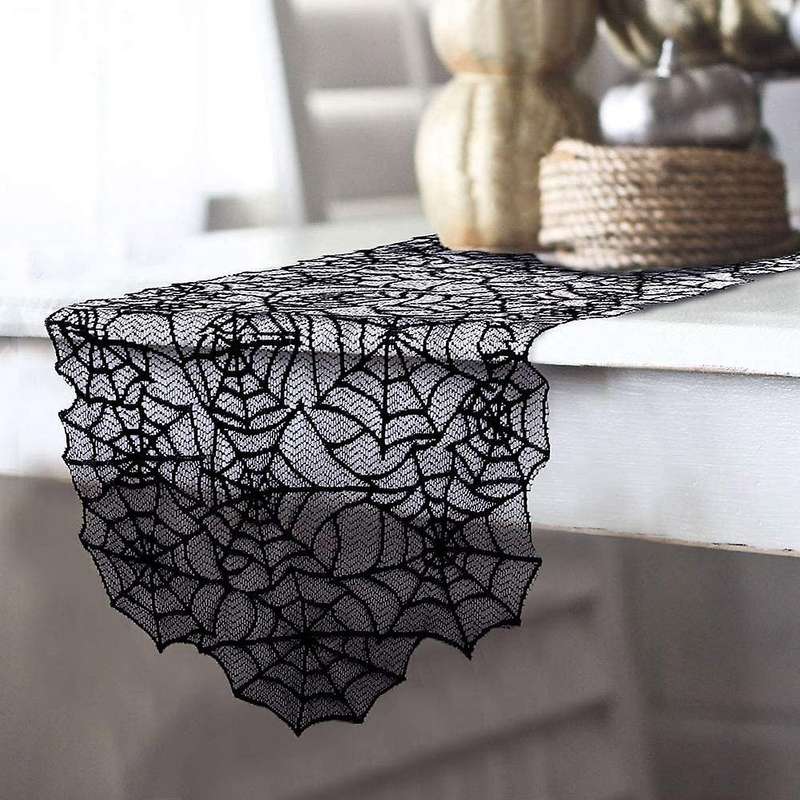 Decorations Black Spider Web Tablecloth for Halloween Decor