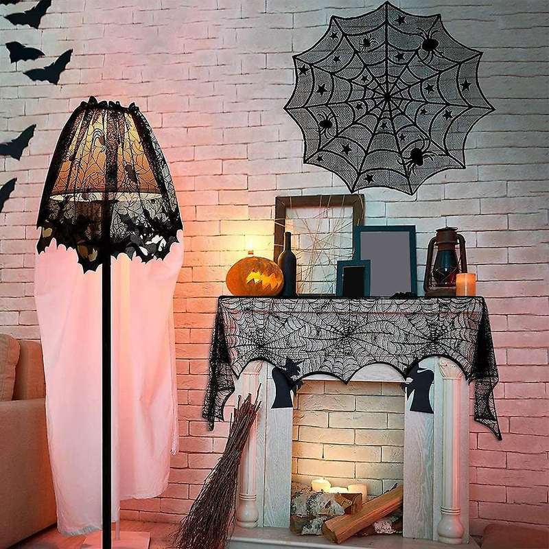 Decorations Black Spider Web Tablecloth for Halloween Decor