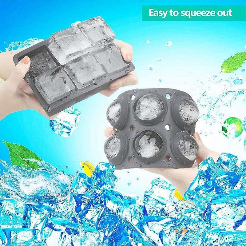 Ice Square Trays Set Of 2,for Whiskey/cocktails&homemade,gray