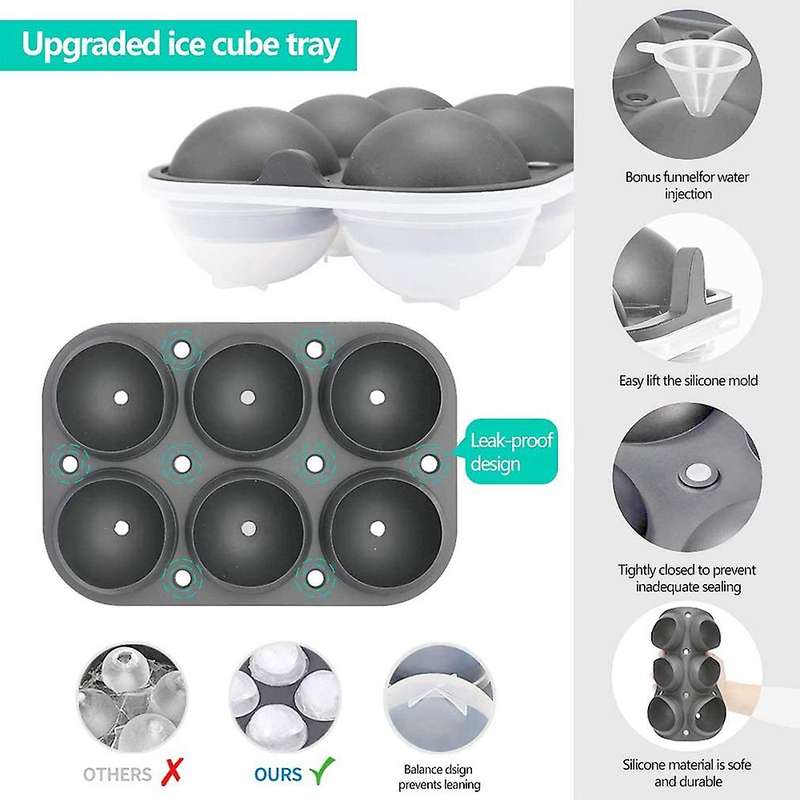 Ice Square Trays Set Of 2,for Whiskey/cocktails&homemade,gray