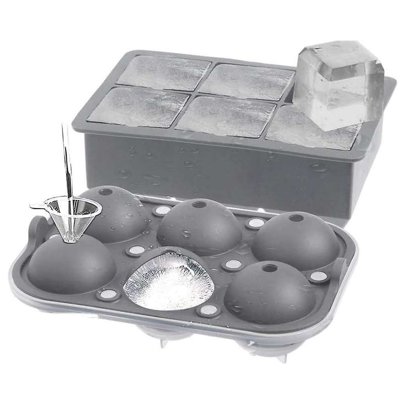 Ice Square Trays Set Of 2,for Whiskey/cocktails&homemade,gray