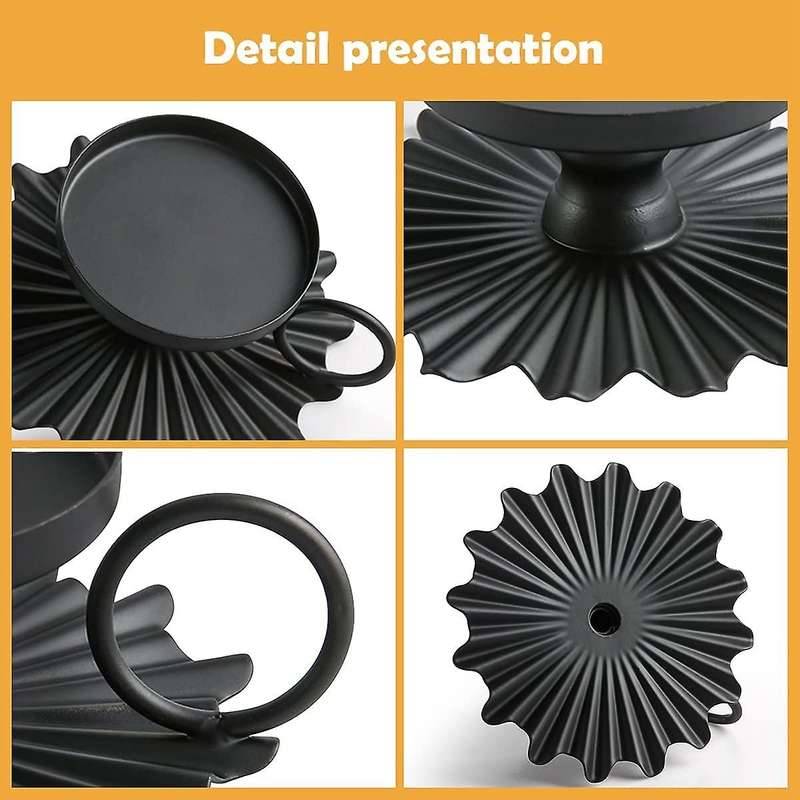 4pcs Black Retro Iron Candle Holder, Candlesticks Holder for Wedding