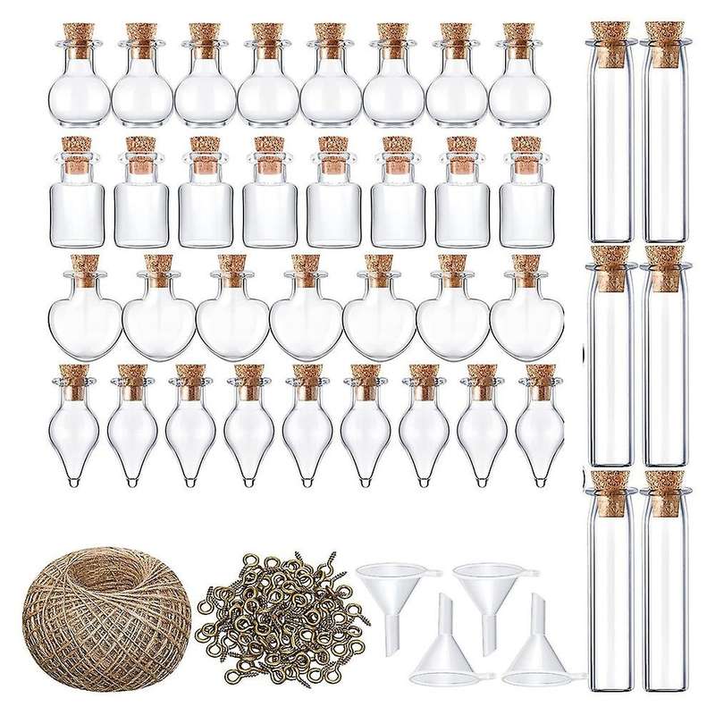 Transparent Small Wish Bottle with Horn Nail String Cork Mini Decor