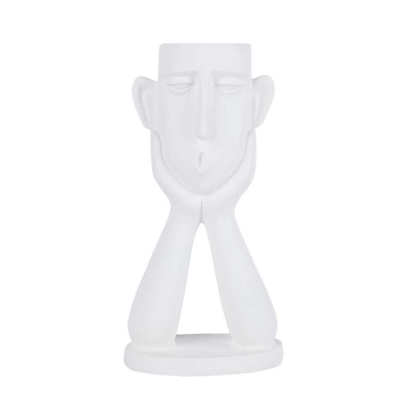 Retro Vase Ornaments with Hands Holding Cheeks Home Decoration White