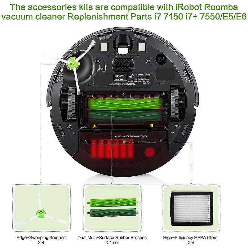 Roller Side Brushes Filter for Irobot Roomba I7 I7+ E5 E6 I3 Cleaner