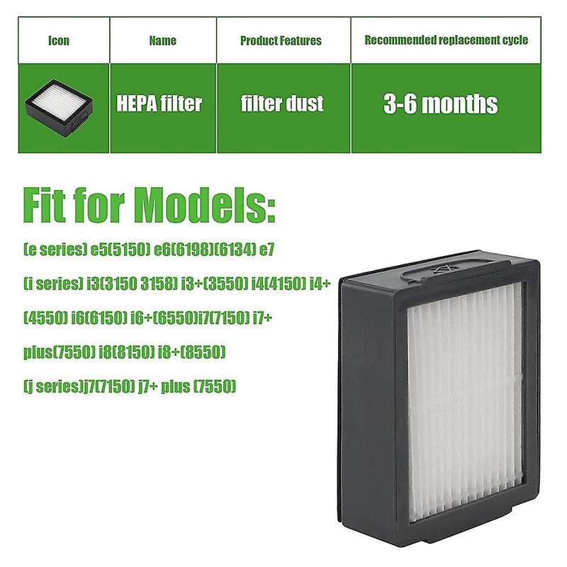Replacement Hepa Filter Compatible for Irobot Roomba I7 I7+ I3 E5 E6