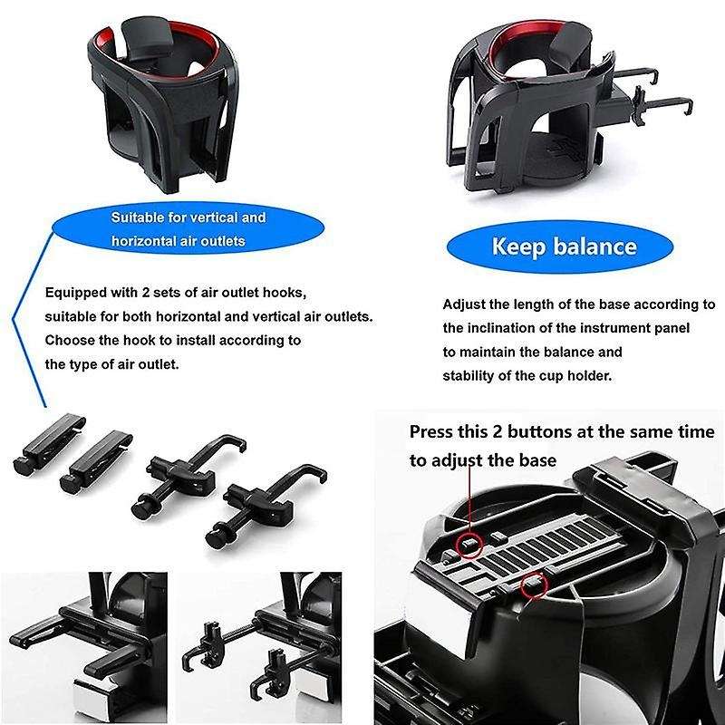 2 In 1 Car Multifunctional Cup Holder Adjustable Phone Holder Red