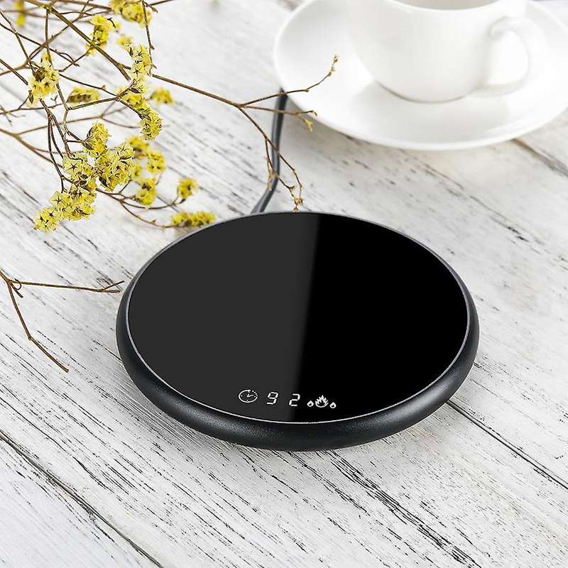 Mini Smart Thermostatic Heating Coaster with Timing, Warmer,black