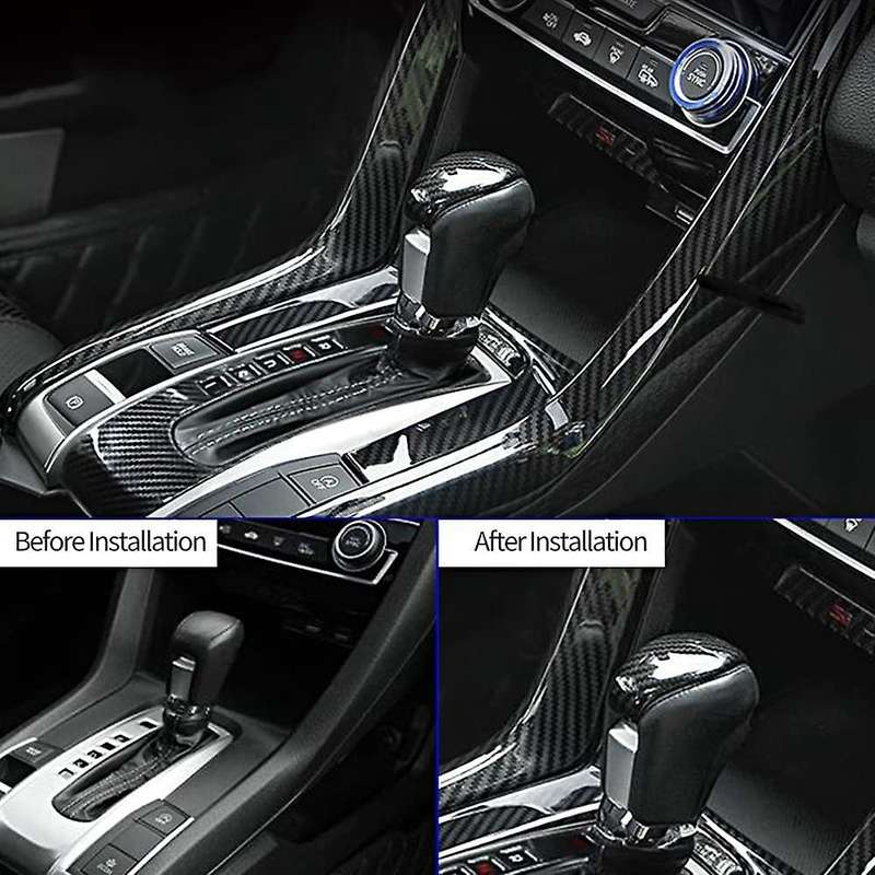 2pcs Panel Trim, Carbon Fiber Shift Box Decoration, Left Hand Drive