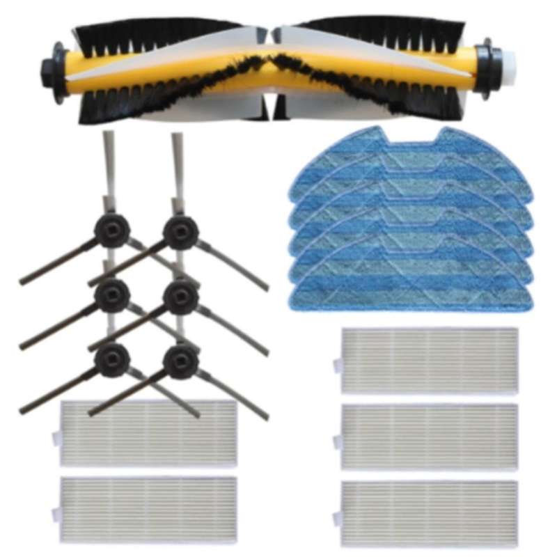 1 Set Main Brush Side Brush Filter Mop Cloth Kit for Redmon Rv-r500
