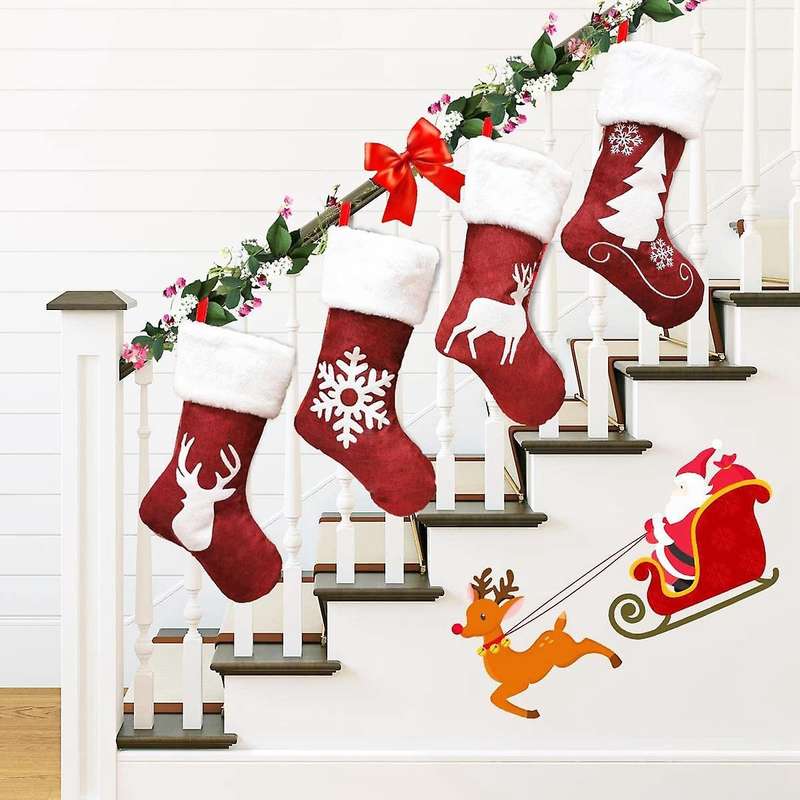 4pack Christmas Stockings Socks Gift Candy Bag for Xmas Tree Ornament