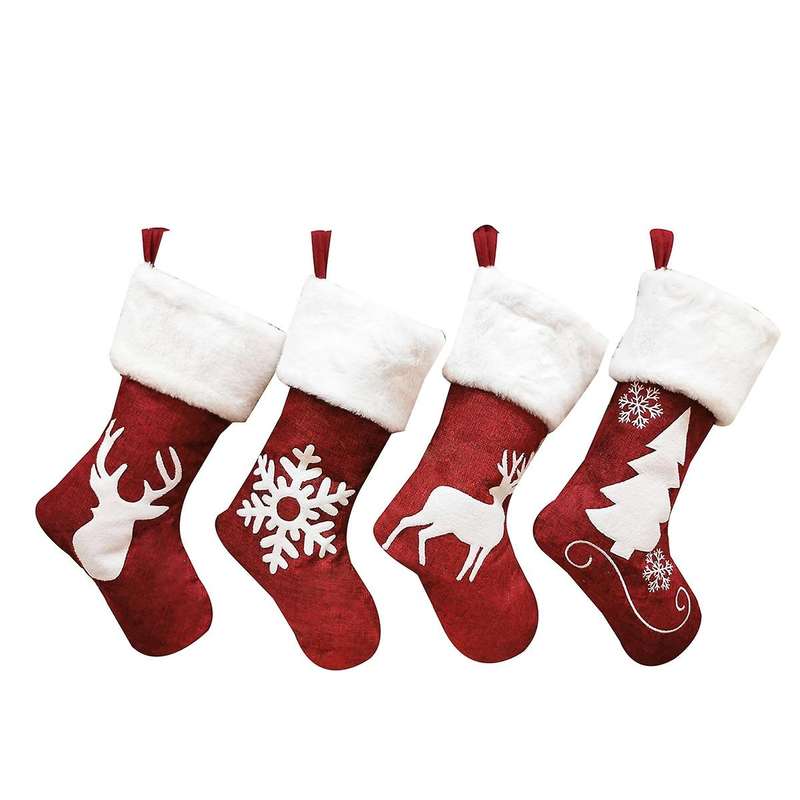 4pack Christmas Stockings Socks Gift Candy Bag for Xmas Tree Ornament