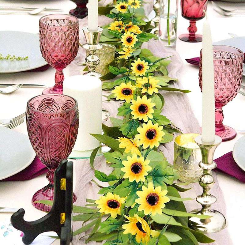 8pcs Artificial Sunflower Garlands Faux Silk Sunflower Vines