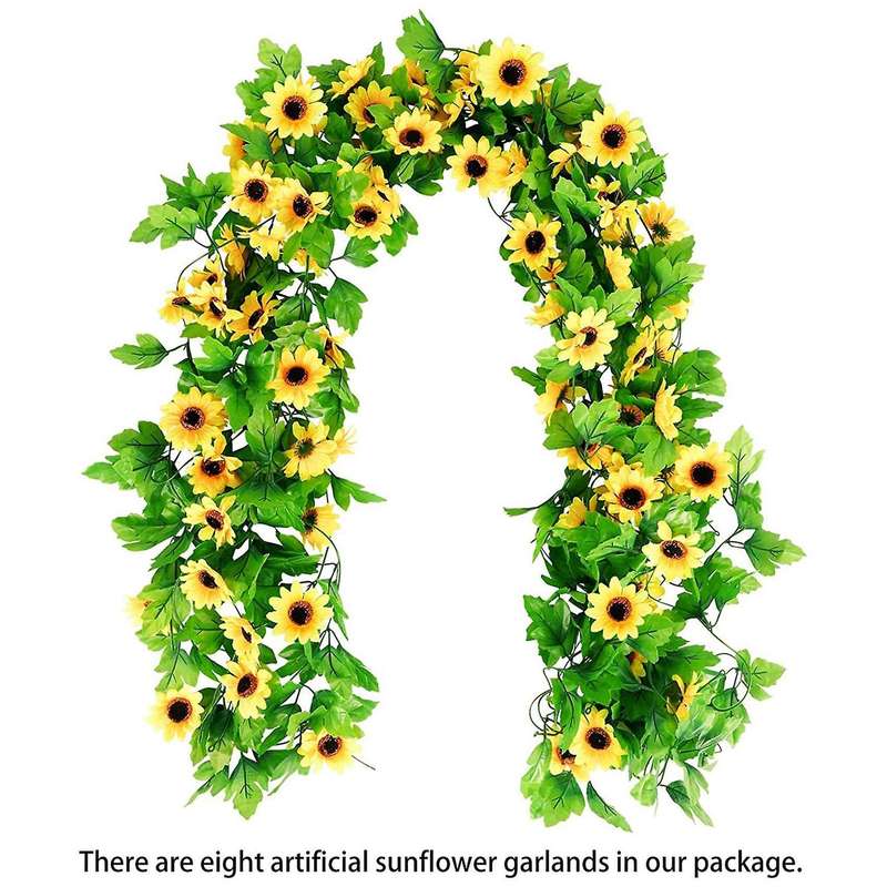 8pcs Artificial Sunflower Garlands Faux Silk Sunflower Vines