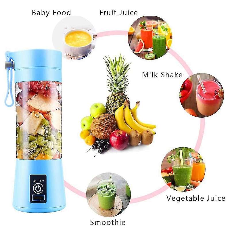 Portable Blender Usb Mixer Electric Juicer Machine Smoothie Blue
