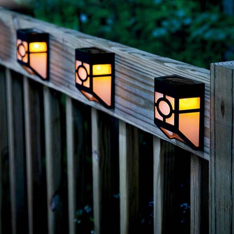4 Pcs Led Garden Wall Mount Light Solar Lights Outdoor Waterproof A