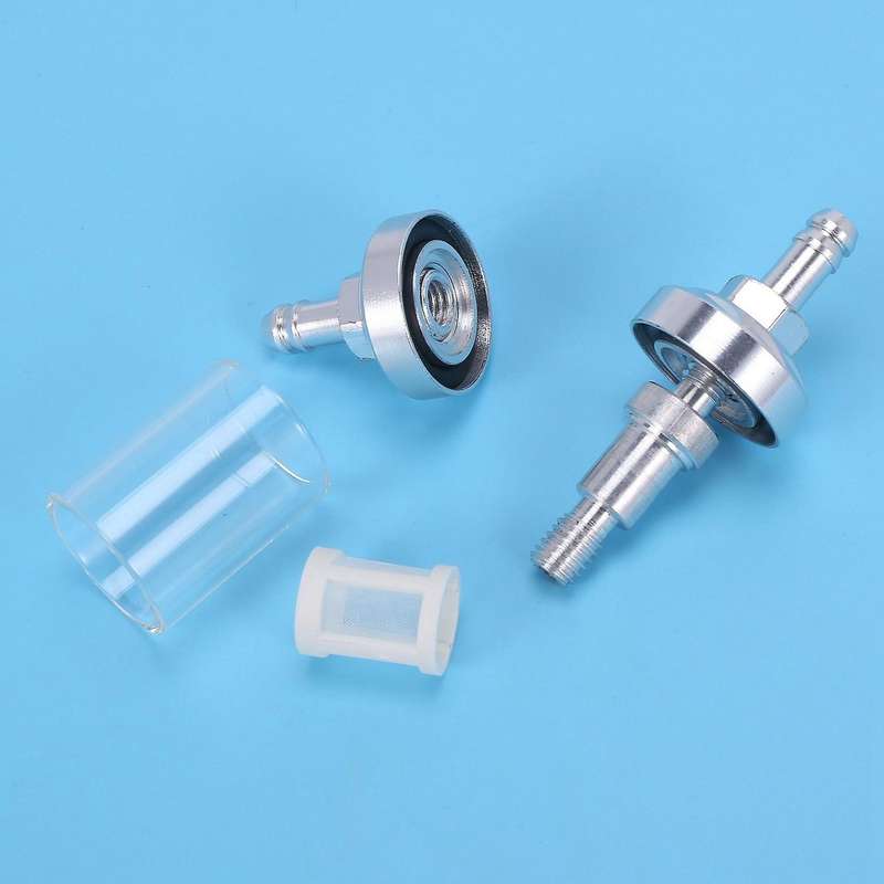 Chrome Glass Fuel Petrol Crude Oil Engine Inline Filter 5/16 Inch 8mm