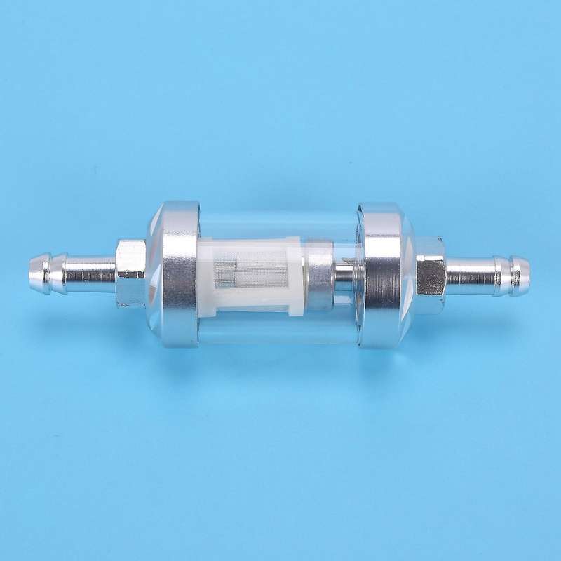 Chrome Glass Fuel Petrol Crude Oil Engine Inline Filter 5/16 Inch 8mm