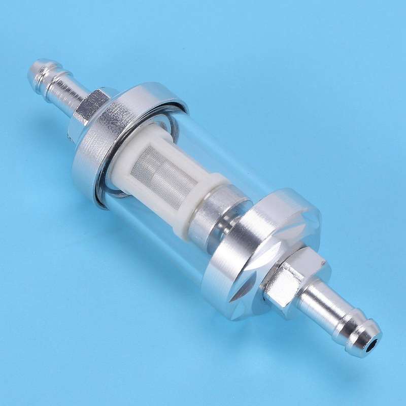 Chrome Glass Fuel Petrol Crude Oil Engine Inline Filter 5/16 Inch 8mm
