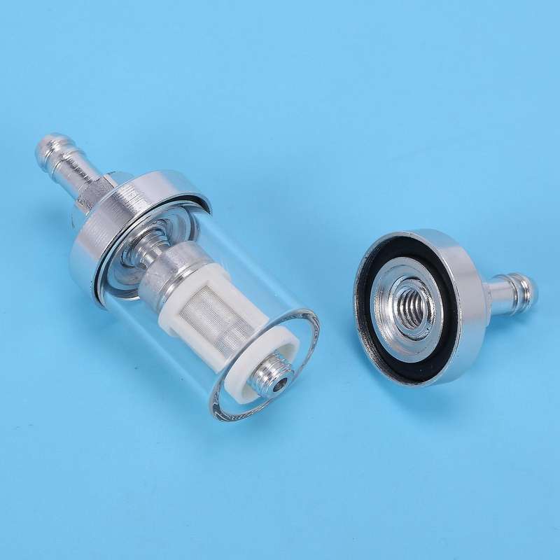 Chrome Glass Fuel Petrol Crude Oil Engine Inline Filter 5/16 Inch 8mm