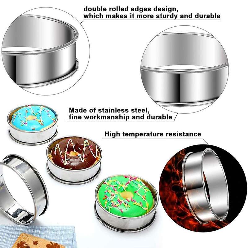 18 Pieces English Muffin Rings Crumpet Rings Double Rolled Tart Molds