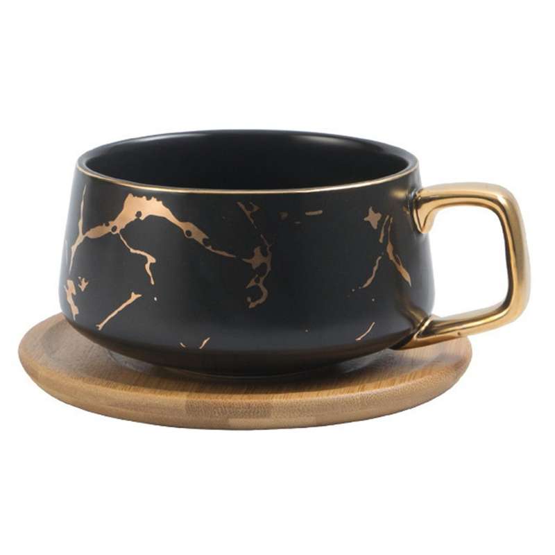 Luxury Gold Inlay Ceramic Marble Mug Coffee Mugs Ceramic Latte Mug A