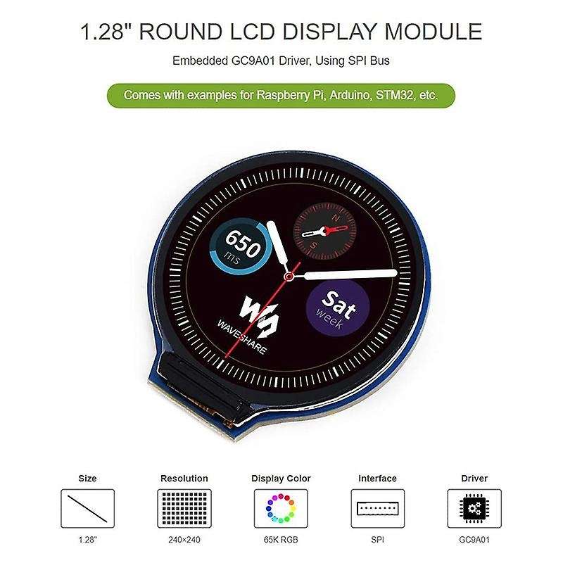 Waveshare 1.28in Round Lcd Module,65k Rgb Colors for Raspberry Pi Etc