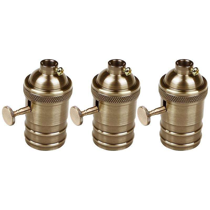 3x E26/e27 Edison Brass Copper Lamp Holder Socket Antique Brass
