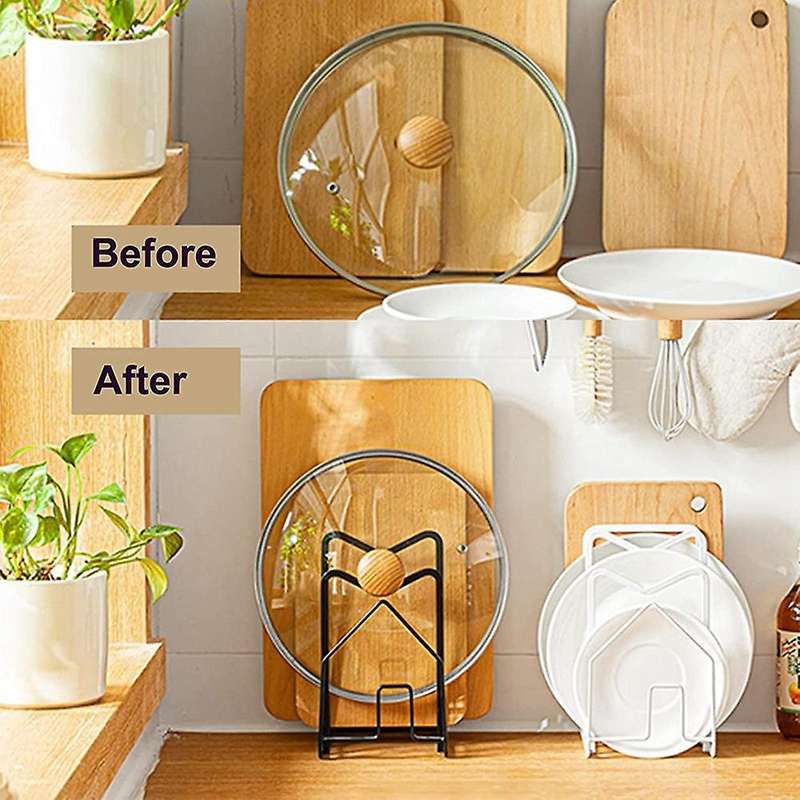 Cutting Board Holder Organizer Pot Pan Lid Rack Chopping Board-black