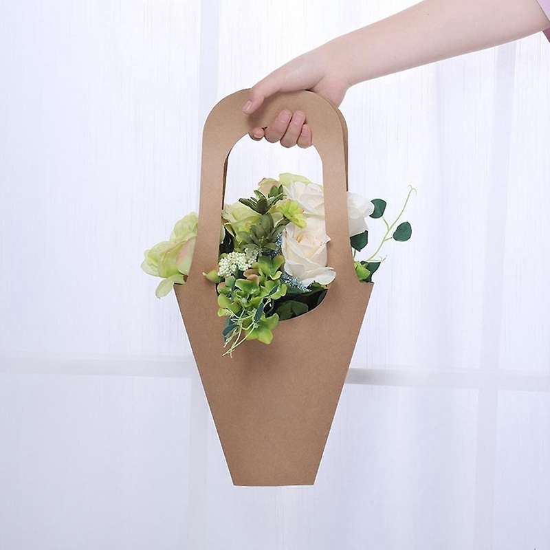 20pcs Handle Kraft Paper Flower Bags Flowers Wrapping Gift Flower A