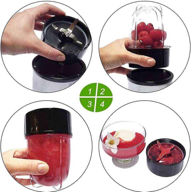 2 Pack 12/16 Oz Cups & Blades for Magic Blender 250w Mb1001