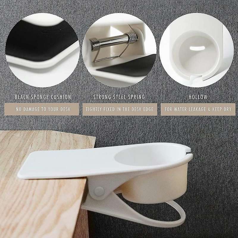 2 Pack Coffee Drink Cup Holder Table Side Water Cup Shelf Fixed Clip