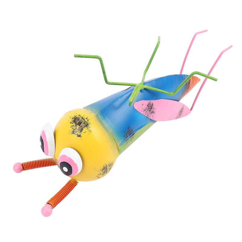 Metal Yard Art Grasshopper Statues for Patio Lawn Decorations Yellow